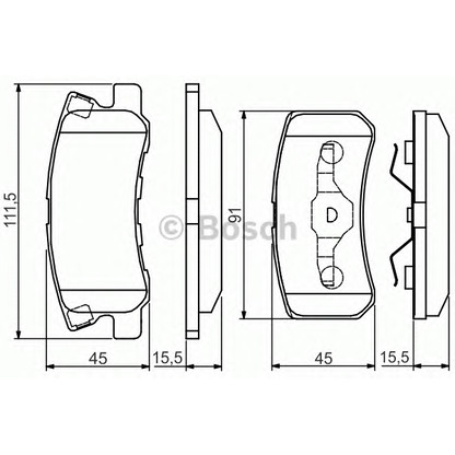 Фото Комплект тормозных колодок, дисковый тормоз BOSCH 0986495172