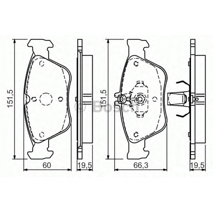 Photo Kit de plaquettes de frein, frein à disque BOSCH 0986TB3148