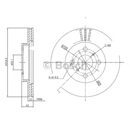 Photo Disque de frein BOSCH 0986BB4298