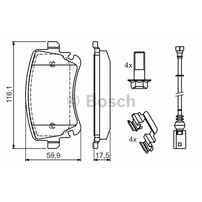 Фото Комплект тормозных колодок, дисковый тормоз BOSCH 0986494583