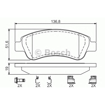 Фото Комплект тормозных колодок, дисковый тормоз BOSCH 0986494623