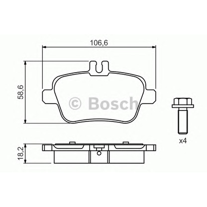 Photo Kit de plaquettes de frein, frein à disque BOSCH 0986494664