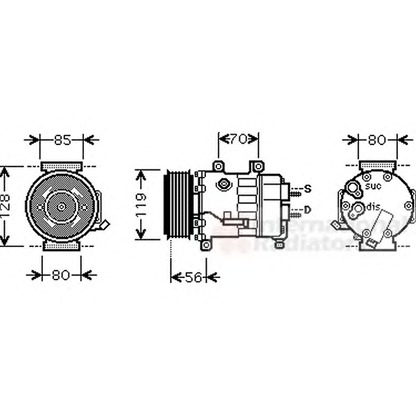 Foto Compresor, aire acondicionado VAN WEZEL 0900K256