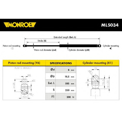 Foto Gasfeder, Koffer-/Laderaum MONROE ML5034