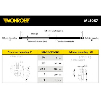 Foto Gasfeder, Koffer-/Laderaum MONROE ML5057