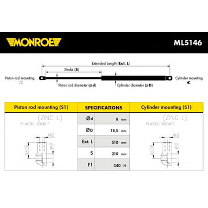 Foto Gasfeder, Koffer-/Laderaum MONROE ML5146