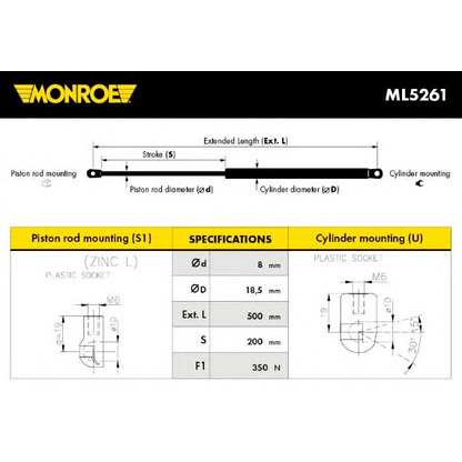 Photo Vérin, capot-moteur MONROE ML5261