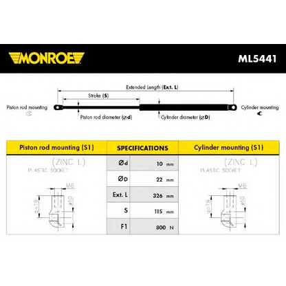 Photo Vérin, capot-moteur MONROE ML5441