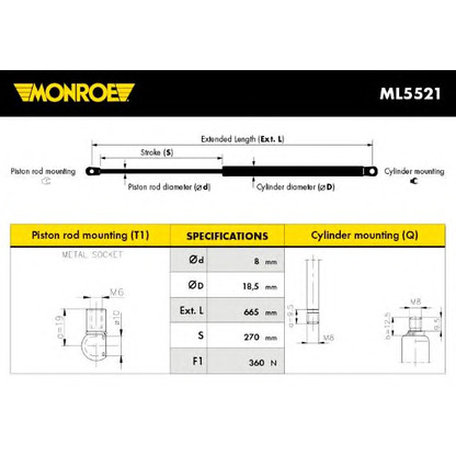 Foto Gasfeder, Koffer-/Laderaum MONROE ML5521