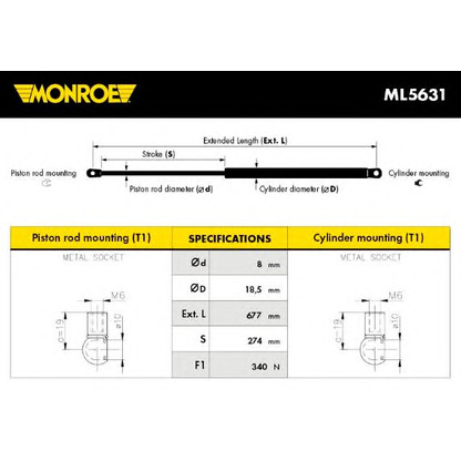 Foto Gasfeder, Koffer-/Laderaum MONROE ML5631