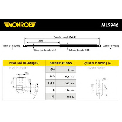 Foto Gasfeder, Koffer-/Laderaum MONROE ML5946