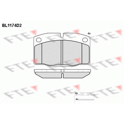 Photo Kit de plaquettes de frein, frein à disque FTE BL1174D2