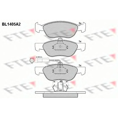 Фото Комплект тормозных колодок, дисковый тормоз FTE BL1405A2