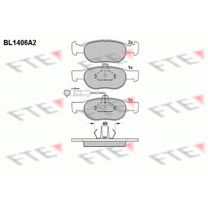 Фото Комплект тормозных колодок, дисковый тормоз FTE BL1406A2