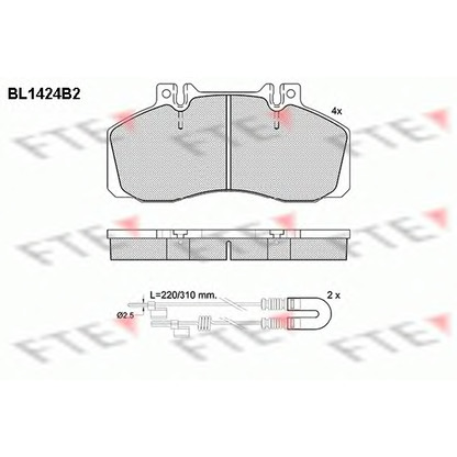 Фото Комплект тормозных колодок, дисковый тормоз FTE BL1424B2