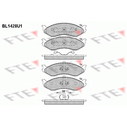 Photo Brake Pad Set, disc brake FTE BL1428U1