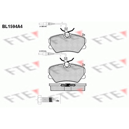 Photo Kit de plaquettes de frein, frein à disque FTE BL1594A4