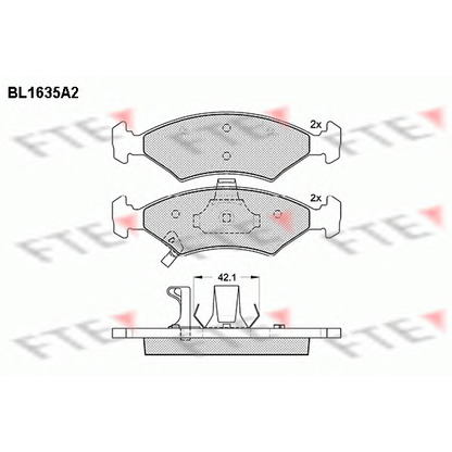 Фото Комплект тормозных колодок, дисковый тормоз FTE BL1635A2