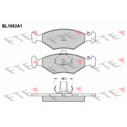 Фото Комплект тормозных колодок, дисковый тормоз FTE BL1662A1