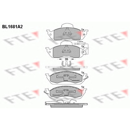 Фото Комплект тормозных колодок, дисковый тормоз FTE BL1681A2