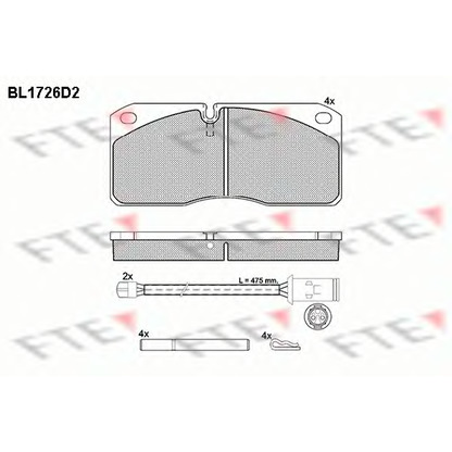 Фото Комплект тормозных колодок, дисковый тормоз FTE BL1726D2