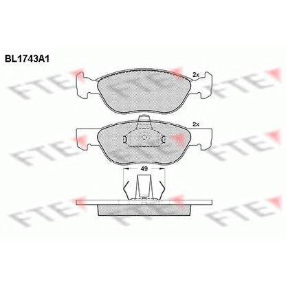 Фото Комплект тормозных колодок, дисковый тормоз FTE BL1743A1