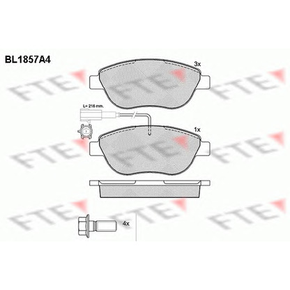 Zdjęcie Zestaw klocków hamulcowych, hamulce tarczowe FTE BL1857A4