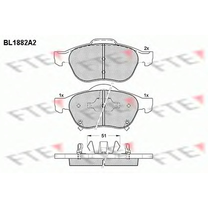 Foto Kit pastiglie freno, Freno a disco FTE BL1882A2