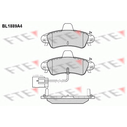 Фото Комплект тормозных колодок, дисковый тормоз FTE BL1889A4