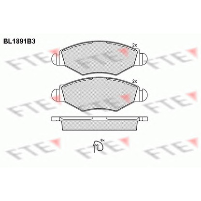 Фото Комплект тормозных колодок, дисковый тормоз FTE BL1891B3