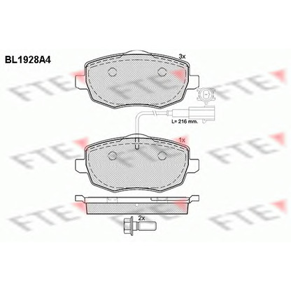 Фото Комплект тормозных колодок, дисковый тормоз FTE BL1928A4