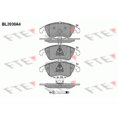 Фото Комплект тормозных колодок, дисковый тормоз FTE BL2030A4