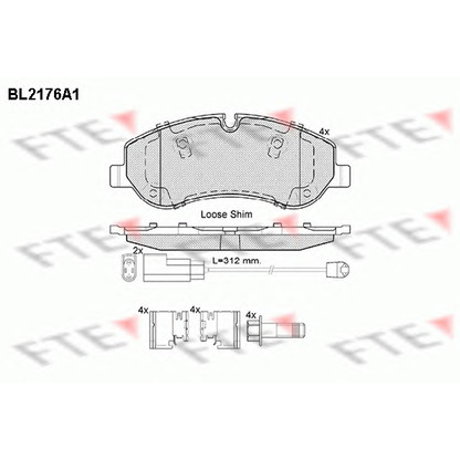 Photo Kit de plaquettes de frein, frein à disque FTE BL2176A1