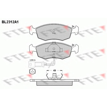 Photo Kit de plaquettes de frein, frein à disque FTE BL2312A1