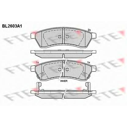 Фото Комплект тормозных колодок, дисковый тормоз FTE BL2603A1