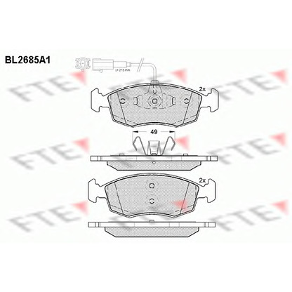 Фото Комплект тормозных колодок, дисковый тормоз FTE BL2685A1