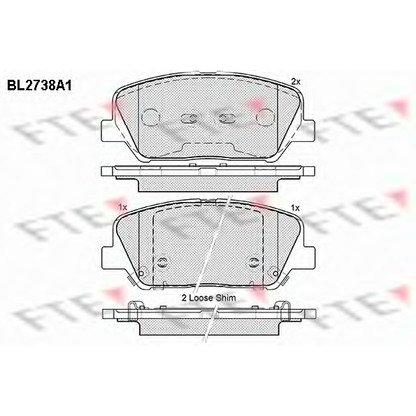 Фото Комплект тормозных колодок, дисковый тормоз FTE BL2738A1