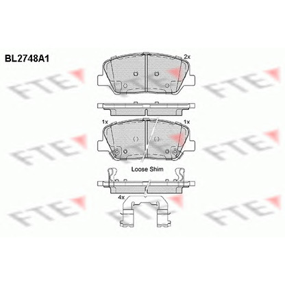 Фото Комплект тормозных колодок, дисковый тормоз FTE BL2748A1