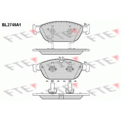 Фото Комплект тормозных колодок, дисковый тормоз FTE BL2749A1