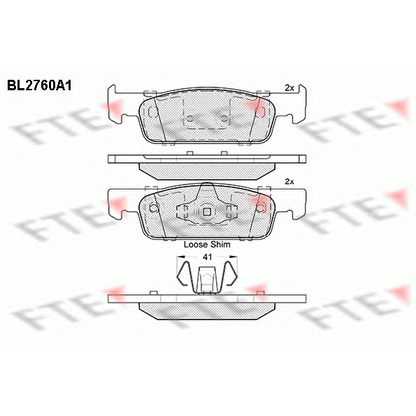 Фото Комплект тормозных колодок, дисковый тормоз FTE BL2760A1