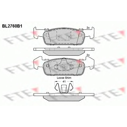 Photo Kit de plaquettes de frein, frein à disque FTE BL2760B1