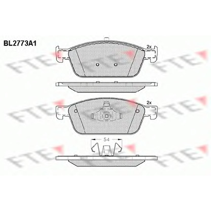 Фото Комплект тормозных колодок, дисковый тормоз FTE BL2773A1