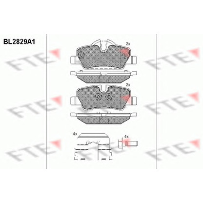 Фото Комплект тормозных колодок, дисковый тормоз FTE BL2829A1