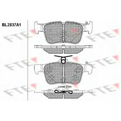 Фото Комплект тормозных колодок, дисковый тормоз FTE BL2837A1