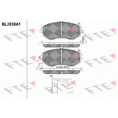 Photo Kit de plaquettes de frein, frein à disque FTE BL2838A1