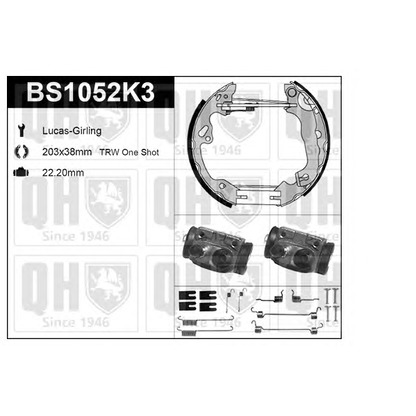 Фото Комплект тормозов, барабанный тормозной механизм QUINTON HAZELL BS1052K3