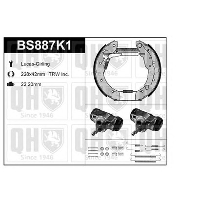 Photo Brake Set, drum brakes QUINTON HAZELL BS887K1