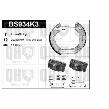 Photo Brake Set, drum brakes QUINTON HAZELL BS934K3