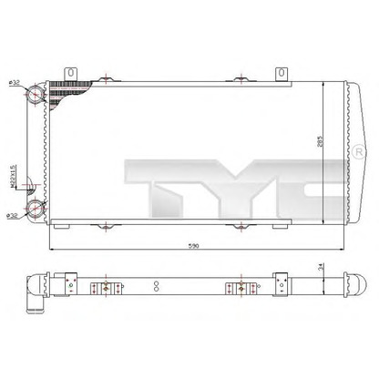 Foto Radiador, refrigeración del motor TYC 7320002