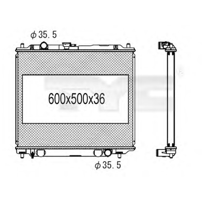 Foto Radiador, refrigeración del motor TYC 7231008